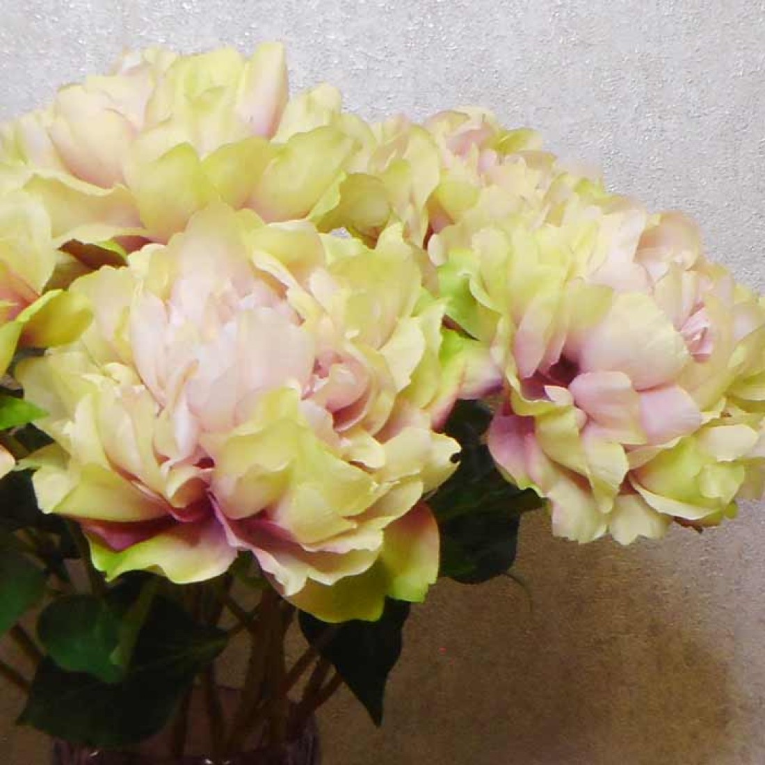 Artificial Peony Flowers Pink Green 55cm Artificial Flowers
